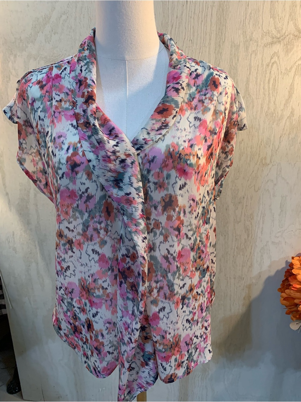 Liverpool Floral Tie-Front Blouse - Pink, Cream, Brown